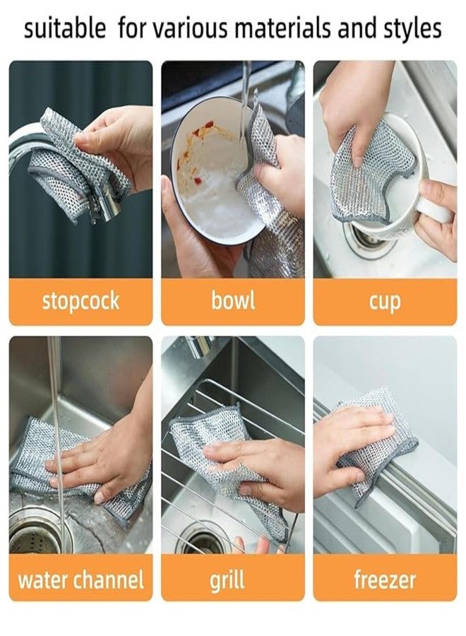 Kitchen Clean™ 6 Pcs Multipurpose Steel Scrubber for Kitchen | Wire dishwashing Rags | Latest Kitchen Cleaning Wire dishwashing Cloth | Steel Juna Scrubber for Utensils, Dish wash Cloth (Pack of 6) - Image 5